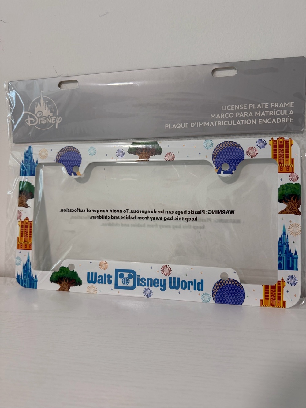 Walt Disney World Parks Colorful Park Icons License Plate Frame castle Epcot